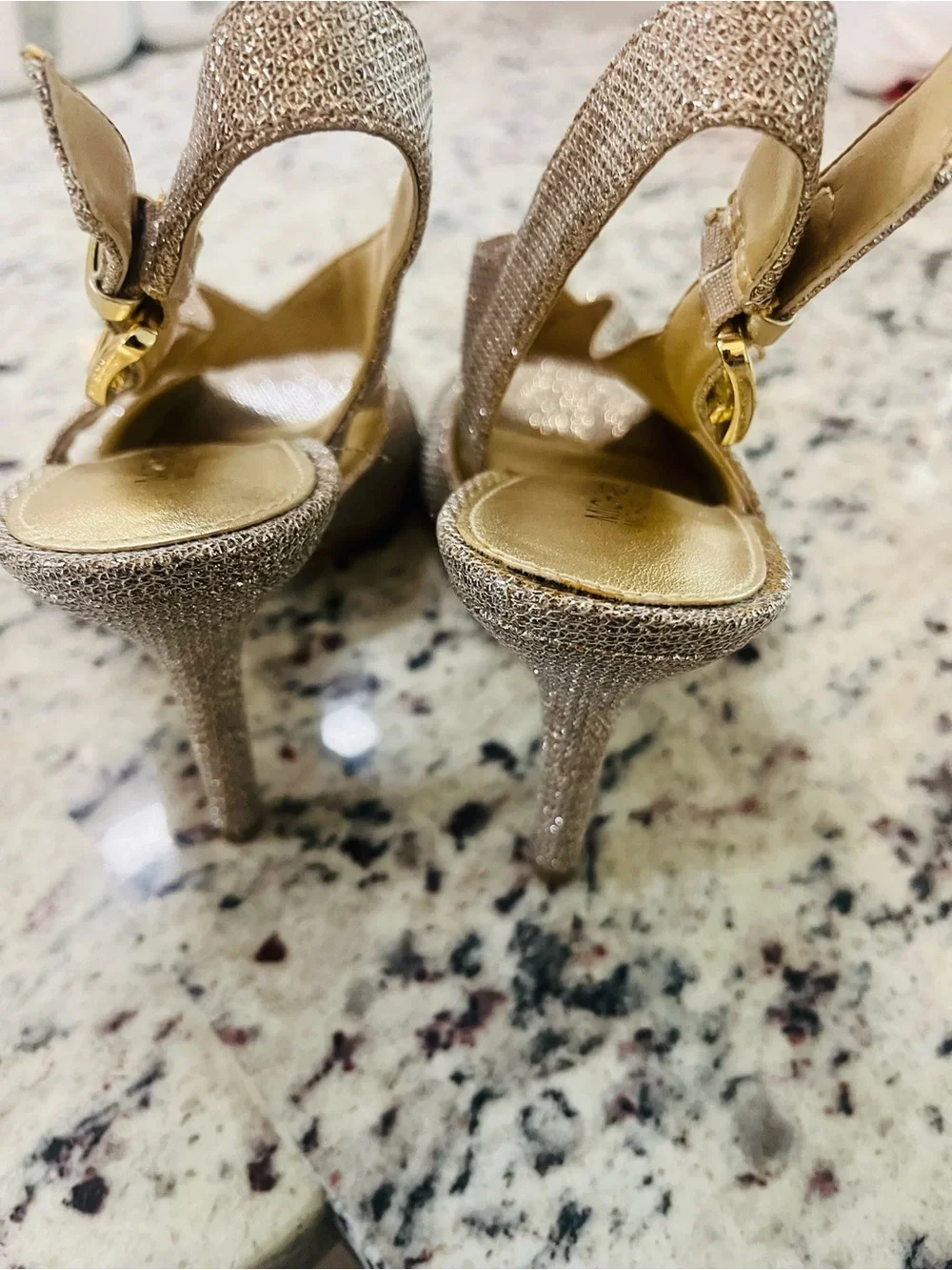 Michael Kors, Betty gold glitter sling back sandal- Size 6